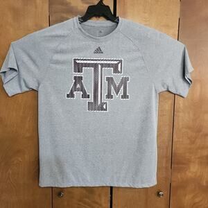 Adidas Mens T-Shirt Texas A&M Aggies Gray Short Sleeve Climalite Size XL